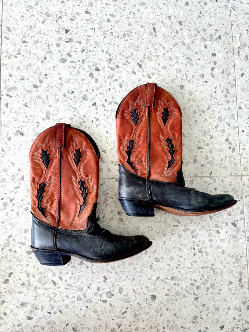 Women’s Two-Tone Black and Brown Western Slip-On Boots